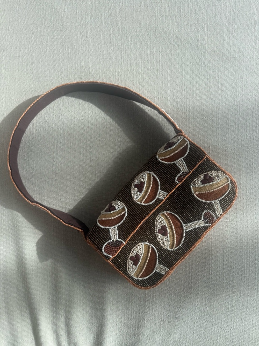 Anthropologie Viral Rare Beaded Fiona Espresso Martini Bag